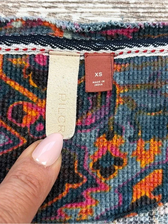 Anthropologie Pilcro Multicolor Thermal Waffle Knit Split neck pullover XS GUC - Picture 5 of 7